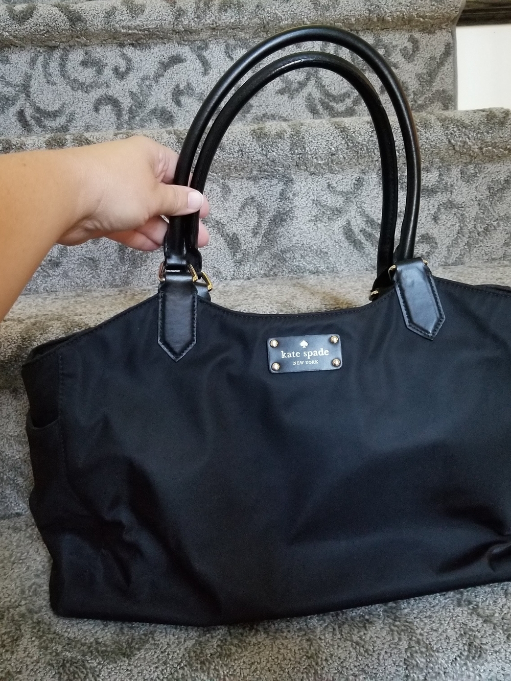 Kate Spade New York Black Nylon Diaper Bag Tote + Original Changing Pad VGUC - Picture 2 of 10
